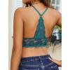 imageAvidlove Bralettes for Women Lace Wireless Bra V Neck Racerback Crop Top Adjustable Lingerie No PaddedBlue Green