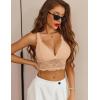 imageAvidlove Bralettes for Women Lace Wireless Bra V Neck Racerback Crop Top Adjustable Lingerie No PaddedCamel