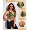 imageAvidlove Bralettes for Women Lace Wireless Bra V Neck Racerback Crop Top Adjustable Lingerie No PaddedDark Green