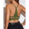 imageAvidlove Bralettes for Women Lace Wireless Bra V Neck Racerback Crop Top Adjustable Lingerie No PaddedDark Green