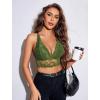 imageAvidlove Bralettes for Women Lace Wireless Bra V Neck Racerback Crop Top Adjustable Lingerie No PaddedDark Green