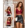 imageAvidlove Bralettes for Women Lace Wireless Bra V Neck Racerback Crop Top Adjustable Lingerie No PaddedDark Red