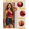 imageAvidlove Bralettes for Women Lace Wireless Bra V Neck Racerback Crop Top Adjustable Lingerie No PaddedDark Red