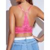 imageAvidlove Bralettes for Women Lace Wireless Bra V Neck Racerback Crop Top Adjustable Lingerie No PaddedHot Pink