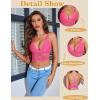 imageAvidlove Bralettes for Women Lace Wireless Bra V Neck Racerback Crop Top Adjustable Lingerie No PaddedHot Pink