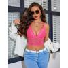 imageAvidlove Bralettes for Women Lace Wireless Bra V Neck Racerback Crop Top Adjustable Lingerie No PaddedHot Pink