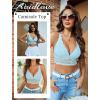 imageAvidlove Bralettes for Women Lace Wireless Bra V Neck Racerback Crop Top Adjustable Lingerie No PaddedLake Green