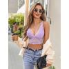 imageAvidlove Bralettes for Women Lace Wireless Bra V Neck Racerback Crop Top Adjustable Lingerie No PaddedLight Purple
