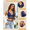 imageAvidlove Bralettes for Women Lace Wireless Bra V Neck Racerback Crop Top Adjustable Lingerie No PaddedNavy Blue