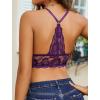 imageAvidlove Bralettes for Women Lace Wireless Bra V Neck Racerback Crop Top Adjustable Lingerie No PaddedPurple