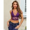imageAvidlove Bralettes for Women Lace Wireless Bra V Neck Racerback Crop Top Adjustable Lingerie No PaddedPurple
