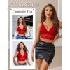 imageAvidlove Bralettes for Women Lace Wireless Bra V Neck Racerback Crop Top Adjustable Lingerie No PaddedRed