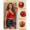 imageAvidlove Bralettes for Women Lace Wireless Bra V Neck Racerback Crop Top Adjustable Lingerie No PaddedRed