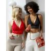imageAvidlove Bralettes for Women Lace Wireless Bra V Neck Racerback Crop Top Adjustable Lingerie No PaddedRed