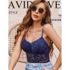 imageAvidlove Lace Bralette for Women V Neck Camisole Lingerie Spaghetti Strap Tube Slim Tank Top Navy Blue Medium