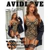 imageAvidlove Lingerie for Women Sexy Corset Garter Lingerie Set One Piece Teddy Bodysuit Boudoir OutfitAleopard