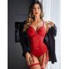 imageAvidlove Lingerie for Women Sexy Corset Garter Lingerie Set One Piece Teddy Bodysuit Boudoir OutfitAwine Red