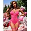 imageAvidlove Lingerie for Women Sexy Corset Garter Lingerie Set One Piece Teddy Bodysuit Boudoir OutfitDark Pink