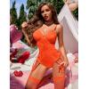imageAvidlove Lingerie for Women Sexy Corset Garter Lingerie Set One Piece Teddy Bodysuit Boudoir OutfitOrange