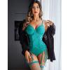 imageAvidlove Lingerie for Women Sexy Corset Garter Lingerie Set One Piece Teddy Bodysuit Boudoir OutfitPeacock Blue
