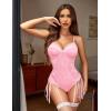 imageAvidlove Lingerie for Women Sexy Corset Garter Lingerie Set One Piece Teddy Bodysuit Boudoir OutfitPink