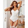 imageAvidlove Lingerie for Women Sexy Corset Garter Lingerie Set One Piece Teddy Bodysuit Boudoir OutfitWhite