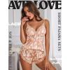 imageAvidlove Satin Pajamas Set Womens Lace Sleepwear Sexy Lingerie Cami Shorts Set SXXLMist Pink Leopard