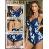 imageAvidlove Satin Pajamas Set Womens Lace Sleepwear Sexy Lingerie Cami Shorts Set SXXLNavy Blue Floral