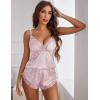 imageAvidlove Satin Pajamas Set Womens Lace Sleepwear Sexy Lingerie Cami Shorts Set SXXLPink Leopard