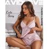 imageAvidlove Satin Pajamas Set Womens Lace Sleepwear Sexy Lingerie Cami Shorts Set SXXLPink Leopard