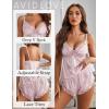 imageAvidlove Satin Pajamas Set Womens Lace Sleepwear Sexy Lingerie Cami Shorts Set SXXLPink Leopard