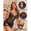 imageAvidlove Sexy Lingerie for Women Mesh Babydoll Dress with Underwire Push Up Bra Lace Chemise Sleepwear Exotic Boudoir OutfitsBlack
