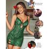 imageAvidlove Sexy Lingerie for Women Mesh Babydoll Dress with Underwire Push Up Bra Lace Chemise Sleepwear Exotic Boudoir OutfitsGreen
