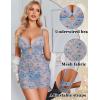imageAvidlove Sexy Lingerie for Women Mesh Babydoll Dress with Underwire Push Up Bra Lace Chemise Sleepwear Exotic Boudoir OutfitsLight Blue