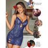 imageAvidlove Sexy Lingerie for Women Mesh Babydoll Dress with Underwire Push Up Bra Lace Chemise Sleepwear Exotic Boudoir OutfitsNavy Blue