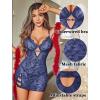 imageAvidlove Sexy Lingerie for Women Mesh Babydoll Dress with Underwire Push Up Bra Lace Chemise Sleepwear Exotic Boudoir OutfitsNavy Blue