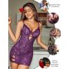 imageAvidlove Sexy Lingerie for Women Mesh Babydoll Dress with Underwire Push Up Bra Lace Chemise Sleepwear Exotic Boudoir OutfitsPurple
