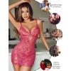 imageAvidlove Sexy Lingerie for Women Mesh Babydoll Dress with Underwire Push Up Bra Lace Chemise Sleepwear Exotic Boudoir OutfitsRose Red