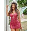 imageAvidlove Sexy Lingerie for Women Mesh Babydoll Dress with Underwire Push Up Bra Lace Chemise Sleepwear Exotic Boudoir OutfitsRose Red