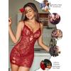 imageAvidlove Sexy Lingerie for Women Mesh Babydoll Dress with Underwire Push Up Bra Lace Chemise Sleepwear Exotic Boudoir OutfitsWine Red