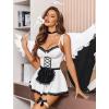 imageAvidlove Sexy Lingerie for Women Sexy Contrast Lace Maid Lingerie Dress Halloween Costumes Sets5packWhite