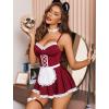 imageAvidlove Sexy Lingerie for Women Sexy Contrast Lace Maid Lingerie Dress Halloween Costumes Sets5packWine Red