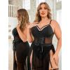 imageAvidlove Sexy Plus Size Lingerie Set for Women Sexy Bodysuit with High Slit dress and Garter Belt L5XLBlack