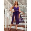 imageAvidlove Sexy Plus Size Lingerie Set for Women Sexy Bodysuit with High Slit dress and Garter Belt L5XLDark Purple