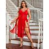 imageAvidlove Sexy Plus Size Lingerie Set for Women Sexy Bodysuit with High Slit dress and Garter Belt L5XLRed