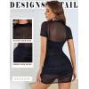 imageAvidlove Womens Mesh Dress Bodycon Mini Lingerie Dress Sexy Short Sleeve Mock Neck Ruched Party Clubwear Outfits SXXLBlack