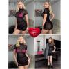 imageAvidlove Womens Mesh Dress Bodycon Mini Lingerie Dress Sexy Short Sleeve Mock Neck Ruched Party Clubwear Outfits SXXLBlack