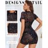 imageAvidlove Womens Mesh Dress Bodycon Mini Lingerie Dress Sexy Short Sleeve Mock Neck Ruched Party Clubwear Outfits SXXLBlack Glitter
