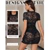 imageAvidlove Womens Mesh Dress Bodycon Mini Lingerie Dress Sexy Short Sleeve Mock Neck Ruched Party Clubwear Outfits SXXLBlack Pattern