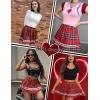 imageAvidlove Womens Pleated Skirt School Uniform Skirt Mini Skirt Pleated Cheer SkirtBlack Red Plaid